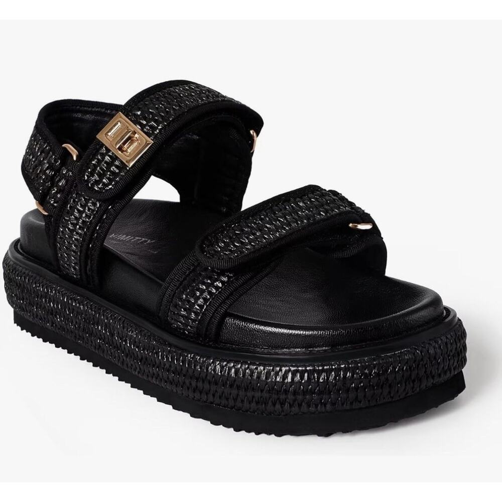 Vimitty Women’s Hand-Woven Raffia Platform Sandals Black Size 37 (U.S. 6.5)